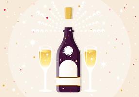 New Year Champagne Vector Illustration
