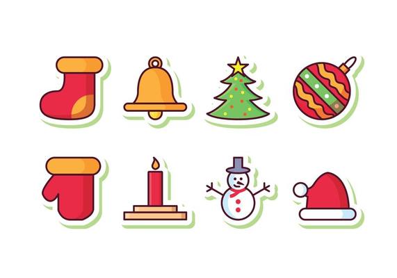 Free Christmas Sticker Icon Set