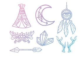 Trendy boho gypsy elements vector