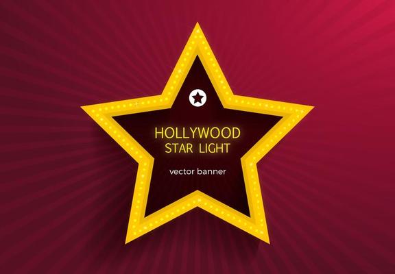 Free Hollywood Star Lights Vector Banner