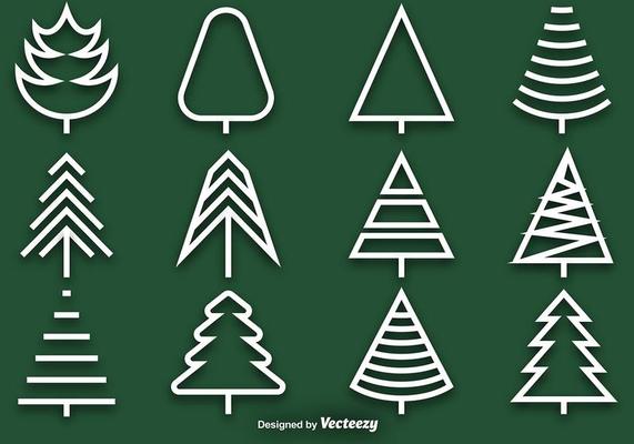 Vector collection of pine line icons