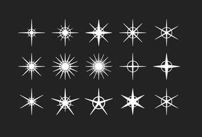 Colección de iconos de iconos planos de estrellas blancas vector