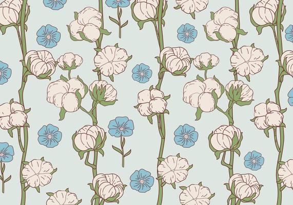 Cotton Flower Pattern Vector