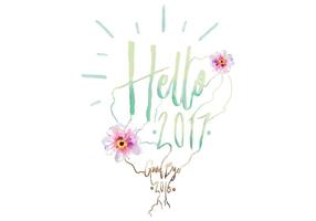 Free Hello 2017 Watercolor Vector