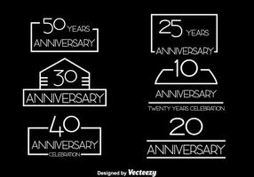 Simple Aniversario Colección Vector Set