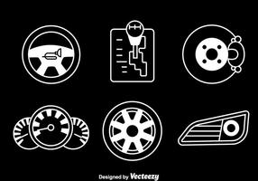 Car Element White Icons Vector