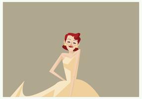 Red Hair and Beautiful Vintage Girl Dancing Vector