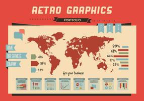 Mundo, mapa, retro, gráficos, vector