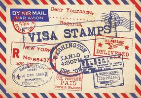 Air mail letter. Post stamp. Airmail frame postcard. Blue red stripes  pattern. Mockup template envelope. Vector illustration 16894213 Vector Art  at Vecteezy
