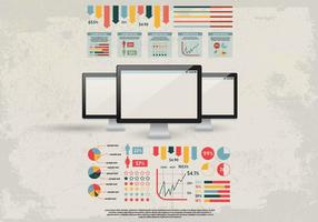 Retro Office Graphs and Tables Kit Vector