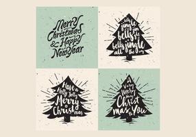 Retro Christmas Tree Lettering Vector