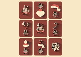 Rustic Christmas Card Collection Vector