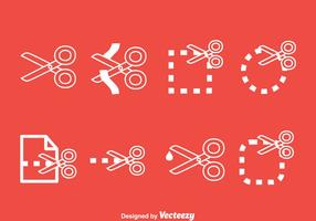 Scissor Cutting Line Icons Vector Set