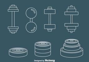 Dumbell Line Icons Vector