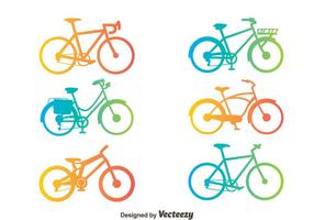 Gradiente de bicicletas silueta vector conjunto