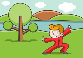 Illustration Of Wushu Fighter While Training vector