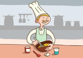 Chef Make Cake On The Kitchen vector