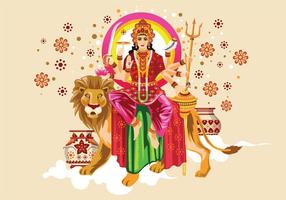 Vector Illustration of Goddess Durga in Subho Bijoya