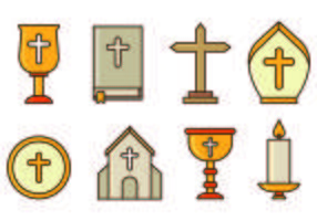 Conjunto De Iconos Semana Santa vector