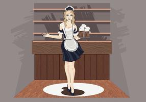 Vector Illustration of Woman in Classic Maid Dress Costume