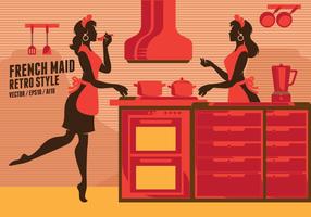 French Maid Retro Clip Art vector