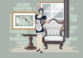 Ilustraciones Vectoriales de mujer en traje clásico de la criada vector