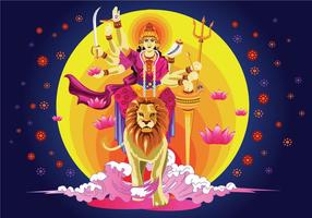 Vector Illustration of Goddess Durga in Subho Bijoya