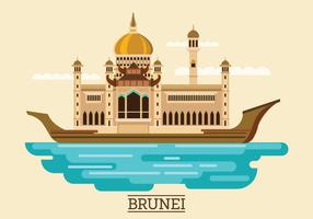 Vector Illustration of Sultan Omar Ali Saifuddien Mosque in Brunei