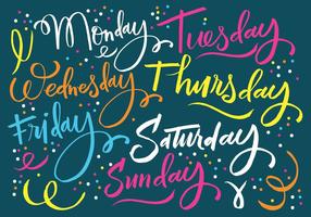 Days of the Week Lettering vector