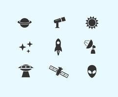 Iconos del vector del espacio exterior libre