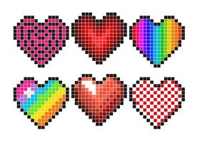 Vector Set Of Pixel Hearts