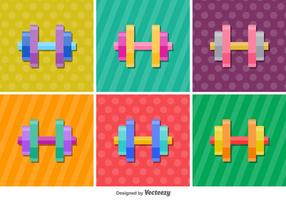 Dumbell Glossy Vector Icons