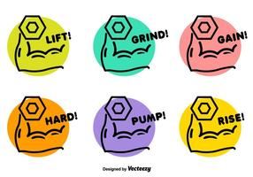 Dumbell levantamiento Vector insignias