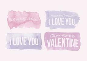Vector Valentine's Day Watercolor Messages
