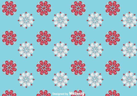 Flower Rhinostone On Blue BAckground