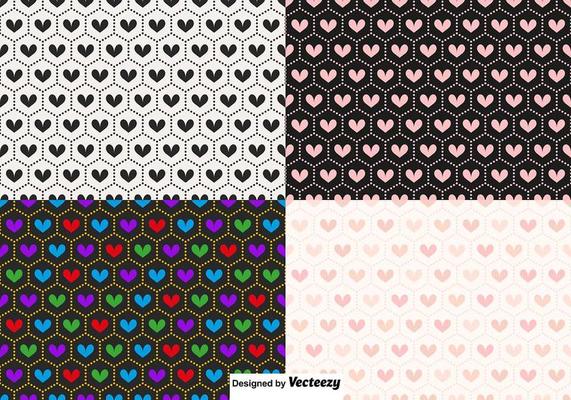 Vector Seamless Heart Patterns