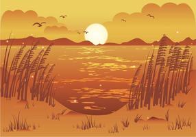 Afternoon beach view sea oats illustration vector