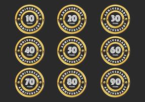 Gold anniversary badges vector