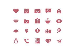 Los iconos del vector del día de San Valentín simple