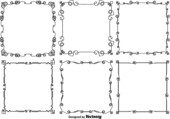 Vector Line Style Frames With Hearts