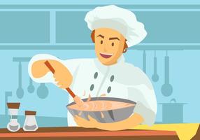 Chef Using Mixing Bowl Vector