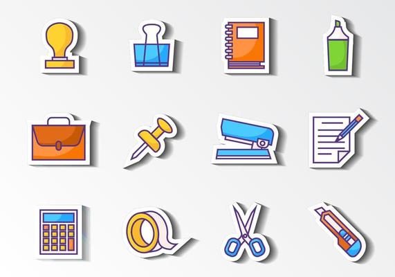 Office Stationery Icons Vector