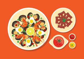 Paella Menu Flat Free Vector