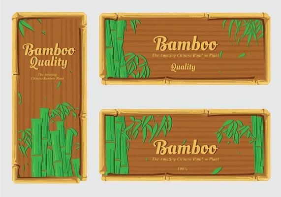 Banner label bamboo vector pack