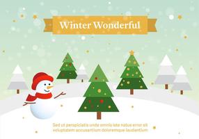 Free Vector Winter Landscape With Snowman