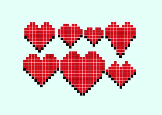 Vector Pixel Hearts