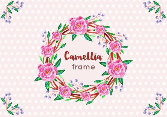 Free Vector  Camellia Frame in Watercolor Style