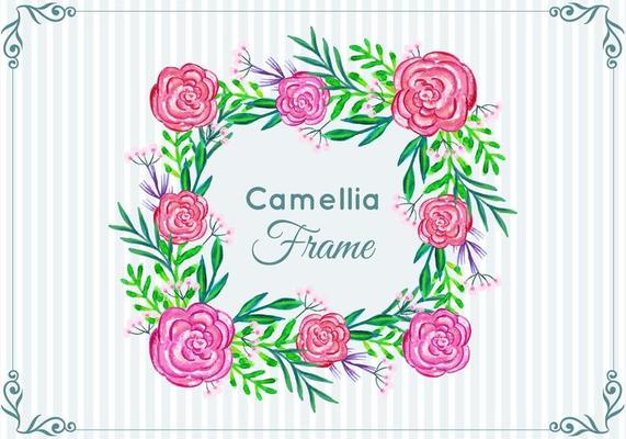 Beautiful Free Vector  Camellia Frame 