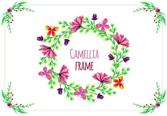 Vector Frame with Camellias 