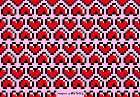 Vector Pixelated Heart Seamless Pattern